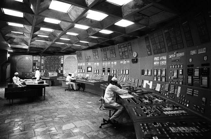 The control room of the Chernobyl nuclear power plant at Pripyat. (RIA Novosti)