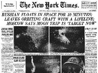 Image result for first person to walk in space in 1965 newspaper articles